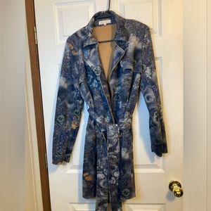 Anthropologie Solitaire Vintage Floral Trench Coat